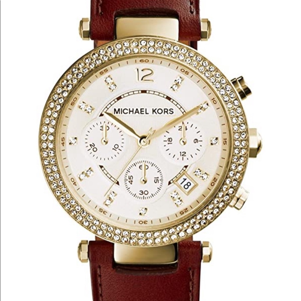 MICHAEL KORS • Women’s Gold Tone Leather Watch